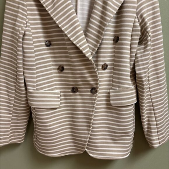 Banana Republic Womens Pique Striped Knit Blazer Size L Preppy Academia Coastal - Picture 3 of 15